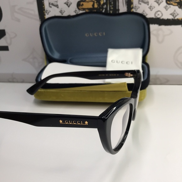 NEW Authentic Gucci GG1172O 001/004 Black & Gold Cat Eye Glasses - Picture 10 of 14